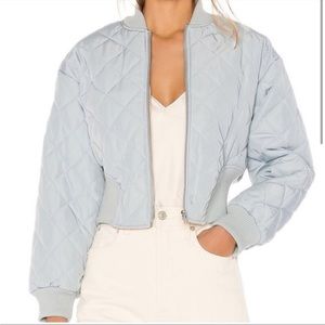 LPA Light Blue Quilted Bomber Jacket
